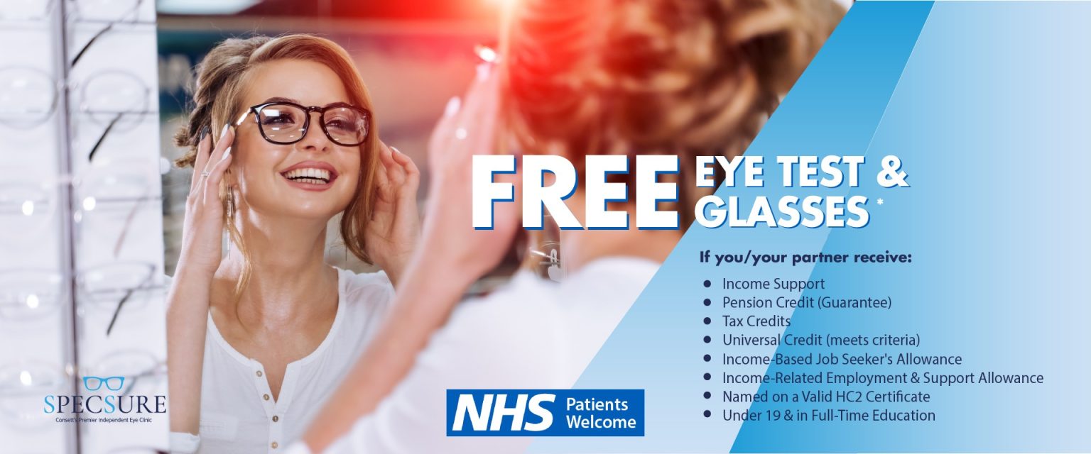 FREE Eye Test & FREE Glasses | Specsure Opticians | Consett